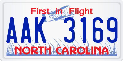 NC license plate AAK3169