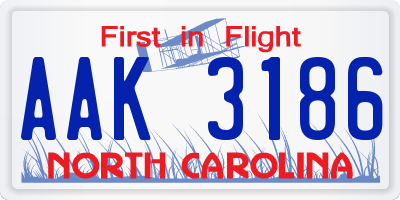 NC license plate AAK3186