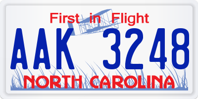 NC license plate AAK3248