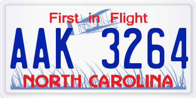 NC license plate AAK3264