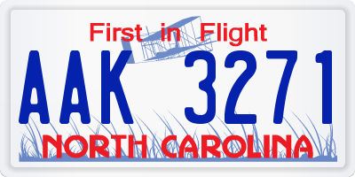 NC license plate AAK3271
