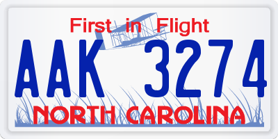 NC license plate AAK3274