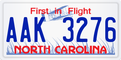 NC license plate AAK3276