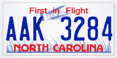 NC license plate AAK3284
