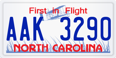 NC license plate AAK3290