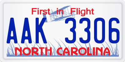 NC license plate AAK3306