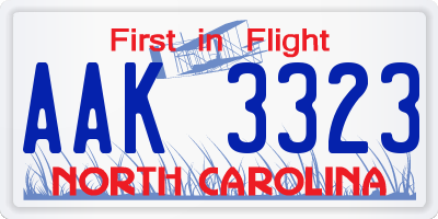 NC license plate AAK3323
