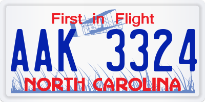 NC license plate AAK3324