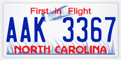 NC license plate AAK3367