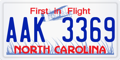 NC license plate AAK3369