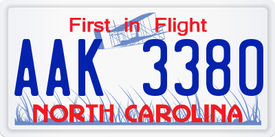 NC license plate AAK3380