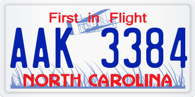 NC license plate AAK3384
