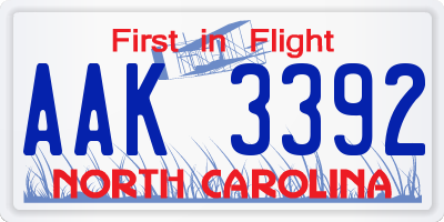 NC license plate AAK3392