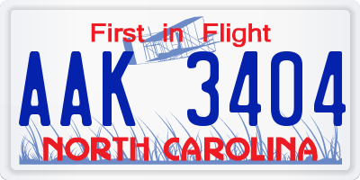 NC license plate AAK3404