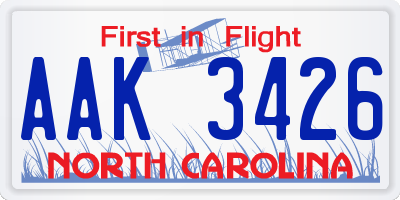 NC license plate AAK3426
