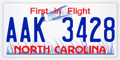 NC license plate AAK3428