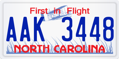 NC license plate AAK3448