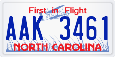 NC license plate AAK3461