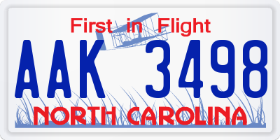NC license plate AAK3498