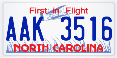 NC license plate AAK3516