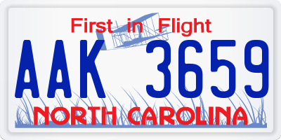 NC license plate AAK3659