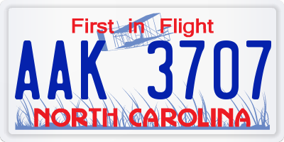 NC license plate AAK3707