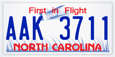 NC license plate AAK3711
