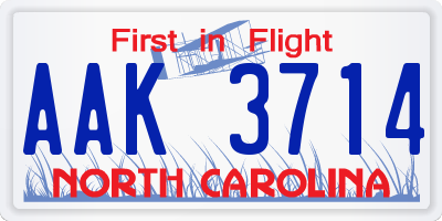 NC license plate AAK3714