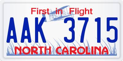 NC license plate AAK3715
