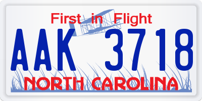 NC license plate AAK3718