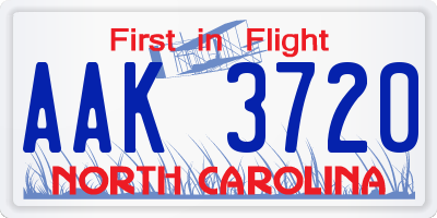NC license plate AAK3720