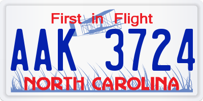 NC license plate AAK3724
