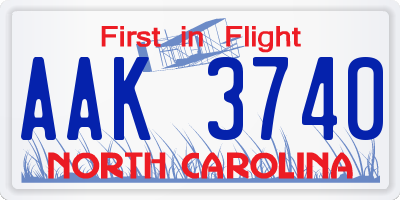 NC license plate AAK3740