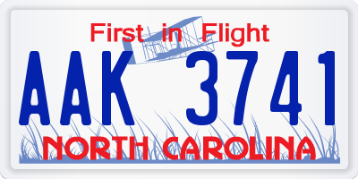 NC license plate AAK3741
