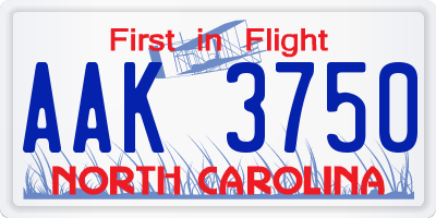 NC license plate AAK3750