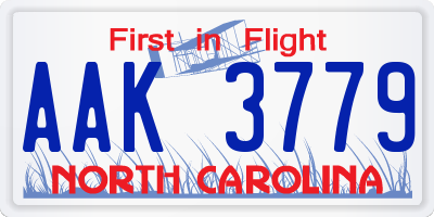 NC license plate AAK3779
