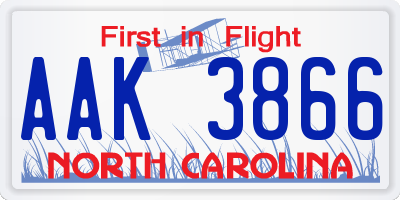 NC license plate AAK3866