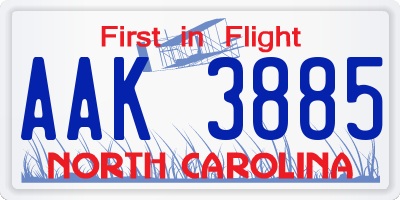 NC license plate AAK3885