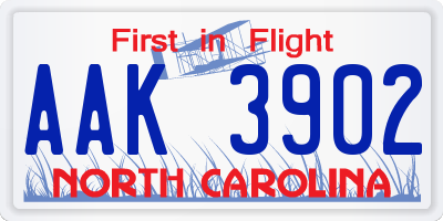 NC license plate AAK3902
