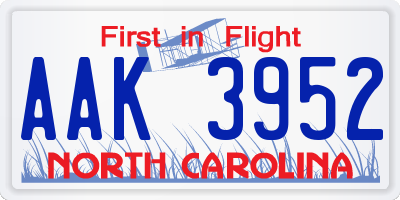 NC license plate AAK3952