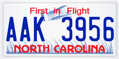 NC license plate AAK3956