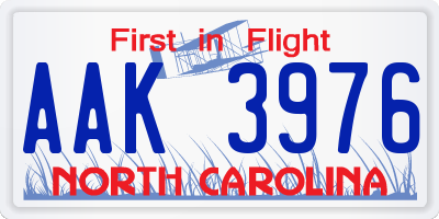 NC license plate AAK3976