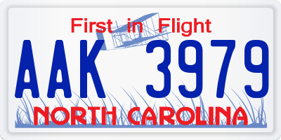 NC license plate AAK3979
