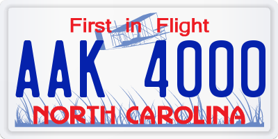 NC license plate AAK4000