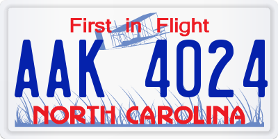 NC license plate AAK4024