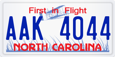 NC license plate AAK4044