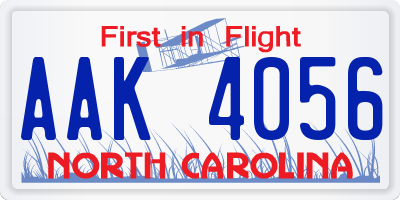 NC license plate AAK4056