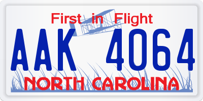 NC license plate AAK4064