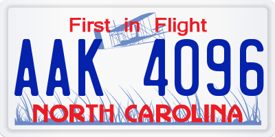 NC license plate AAK4096