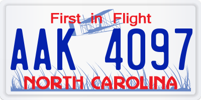 NC license plate AAK4097